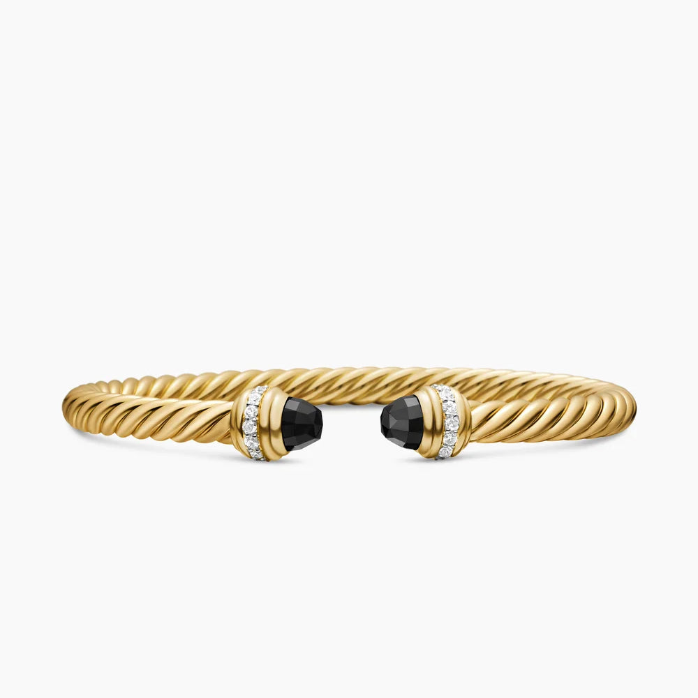 CLASSIC CABLESPIRA® BRACELET 18K Yellow Gold with Black Onyx and Diamonds, 5mm