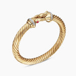 Buckle Cablespira® Bracelet in 18K Yellow Gold with Rubies and Diamonds, 7mm