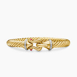 Buckle Cablespira® Bracelet in 18K Yellow Gold with Rubies and Diamonds, 7mm