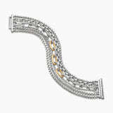 MULTI ROW CHAIN BRACELET Sterling Silver with 18K Yellow Gold, 29mm