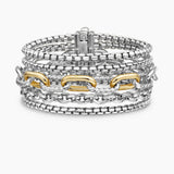 MULTI ROW CHAIN BRACELET Sterling Silver with 18K Yellow Gold, 29mm