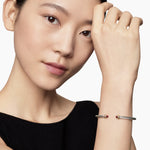 Classic Cable Bracelet in Sterling Silver with 18K Yellow Gold and Garnets, 4mm