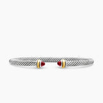 Classic Cable Bracelet in Sterling Silver with 18K Yellow Gold and Garnets, 4mm