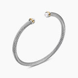 CLASSIC CABLE BRACELET Sterling Silver with 18K Yellow Gold and Pearls, 4mm