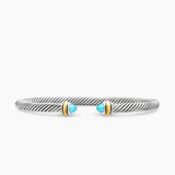 CLASSIC CABLE BRACELET Sterling Silver with 18K Yellow Gold and Turquoise, 4mm