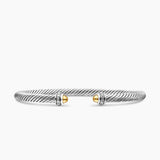 CLASSIC CABLE BRACELET Sterling Silver with 18K Yellow Gold Domes and Diamonds, 4mm