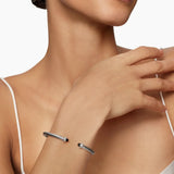 Classic Cable Bracelet in Sterling Silver with Black Onyx and Diamonds, 4mm