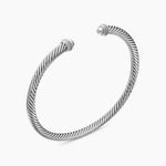 Classic Cable Bracelet Sterling Silver with Pearls and Diamonds, 4mm