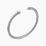 Classic Cable Bracelet Sterling Silver with Pearls and Diamonds, 4mm