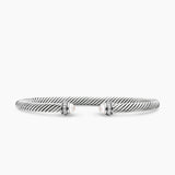 Classic Cable Bracelet Sterling Silver with Pearls and Diamonds, 4mm
