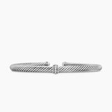 CLASSIC CABLE STATION BRACELET Sterling Silver with Diamonds, 4mm