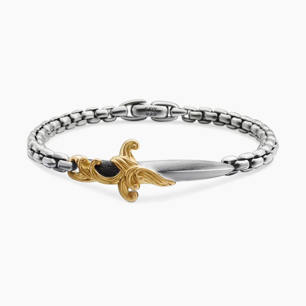 WAVES DAGGER BRACELET Sterling Silver with 18K Yellow Gold, 5mm