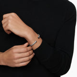 CABLE CUFF BRACELET Sterling Silver with Black Onyx, 6mm
