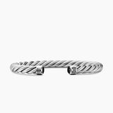 CABLE CUFF BRACELET Sterling Silver with Black Onyx, 6mm