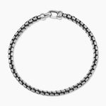 Woven Box Chain Bracelet in Sterling Silver with Black Nylon, 10mm