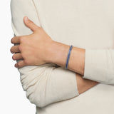 WOVEN BOX CHAIN BRACELET Sterling Silver with Blue Nylon, 10mm