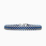 WOVEN BOX CHAIN BRACELET Sterling Silver with Blue Nylon, 10mm