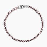 WOVEN BOX CHAIN BRACELET Sterling Silver with Red Nylon, 10mm