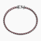 WOVEN BOX CHAIN BRACELET Sterling Silver with Red Nylon, 10mm