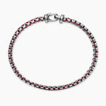 WOVEN BOX CHAIN BRACELET Sterling Silver with Red Nylon, 10mm