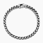 Woven Box Chain Bracelet in Sterling Silver with Black Nylon, 12mm