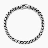 Woven Box Chain Bracelet in Sterling Silver with Black Nylon, 12mm