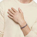 WOVEN BOX CHAIN BRACELET Sterling Silver with Red Nylon, 12mm