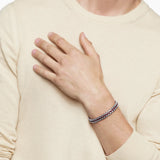 WOVEN BOX CHAIN BRACELET Sterling Silver with Red Nylon, 12mm