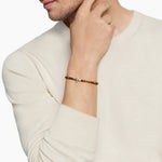 SPIRITUAL BEADS CROSS STATION BRACELET Sterling Silver with Tiger’s Eye, 4mm