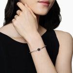 Chatelaine® Bracelet in Sterling Silver with Black Onyx and Diamonds, 3mm