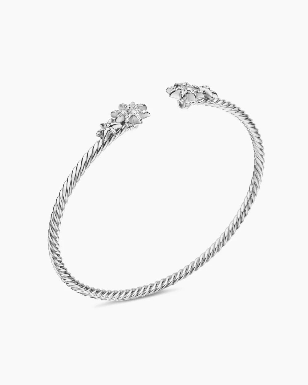 PETITE STARBURST CABLE FLEX® BRACELET Sterling Silver with Diamonds, 2.6mm