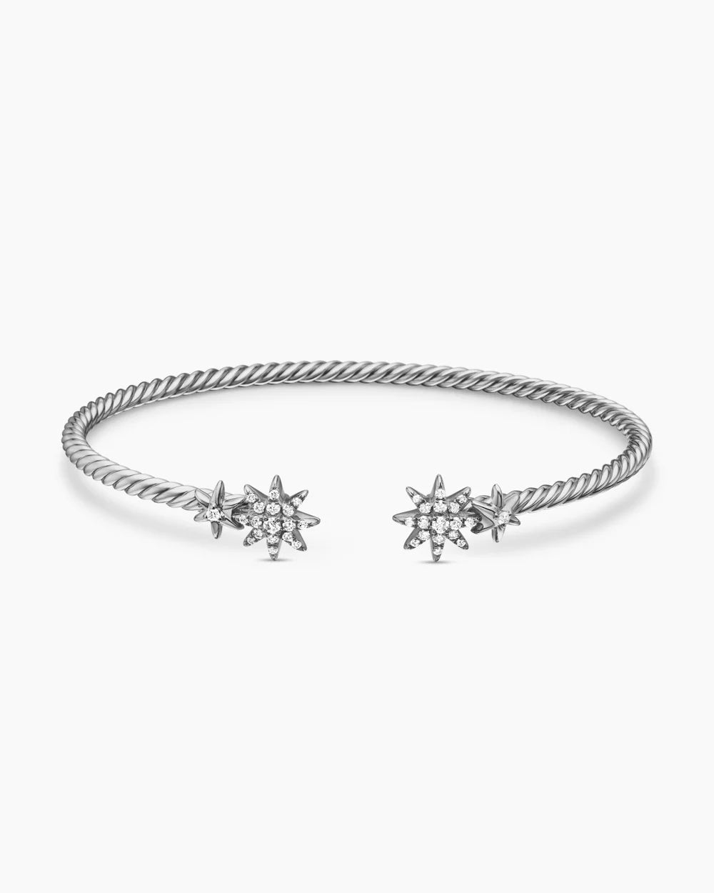 PETITE STARBURST CABLE FLEX® BRACELET Sterling Silver with Diamonds, 2.6mm