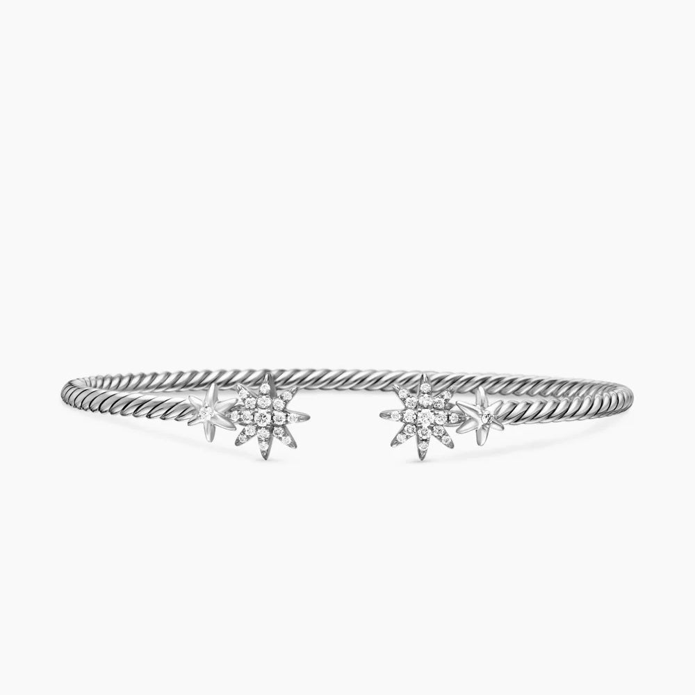 PETITE STARBURST CABLE FLEX® BRACELET Sterling Silver with Diamonds, 2.6mm