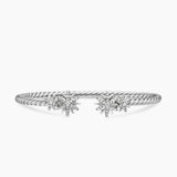 STARBURST CABLE BRACELET Sterling Silver with Diamonds, 3.5mm