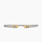 PETITE HELENA CLASSIC CABLE BRACELET Sterling Silver with 18K Yellow Gold, Gold Domes and Diamonds, 3mm