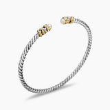 PETITE HELENA CLASSIC CABLE BRACELET Sterling Silver with 18K Yellow Gold, Pearls and Diamonds, 3mm