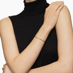 Petite Helena Classic Cable Station Bracelet in Sterling Silver with 18K Yellow Gold with Diamonds, 3mm