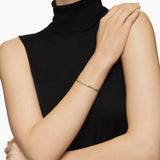 Petite Helena Classic Cable Station Bracelet in Sterling Silver with 18K Yellow Gold with Diamonds, 3mm