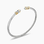 Petite Helena Classic Cable Bracelet in Sterling Silver with 18K Yellow Gold and Diamonds, 3mm