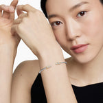 Petite Helena Classic Cable Bracelet in Sterling Silver with 18K Yellow Gold and Diamonds, 3mm