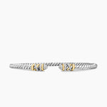 Petite Helena Classic Cable Bracelet in Sterling Silver with 18K Yellow Gold and Diamonds, 3mm