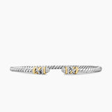 Petite Helena Classic Cable Bracelet in Sterling Silver with 18K Yellow Gold and Diamonds, 3mm