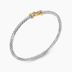 BUCKLE CLASSIC CABLE BRACELET Sterling Silver with 18K Yellow Gold and Diamonds, 3mm