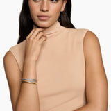BOLD CROSSOVER THREE ROW CUFF BRACELET Sterling Silver with 14K Yellow Gold, 19mm