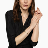 CROSSOVER TWO ROW CUFF BRACELET Sterling Silver with 14K Yellow Gold, 10.7mm