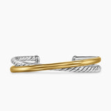 CROSSOVER TWO ROW CUFF BRACELET Sterling Silver with 14K Yellow Gold, 10.7mm