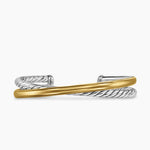 CROSSOVER TWO ROW CUFF BRACELET Sterling Silver with 14K Yellow Gold, 10.7mm