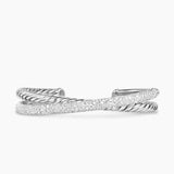 PAVÉ CROSSOVER TWO ROW CUFF BRACELET Sterling Silver with Diamonds, 10.7mm