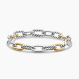 DY Madison® Chain Bracelet in Sterling Silver with 18K Yellow Gold, 8.5mm