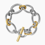 DY Mercer Chain Bracelet in Sterling Silver with 18K Yellow Gold and Diamonds, 25mm
